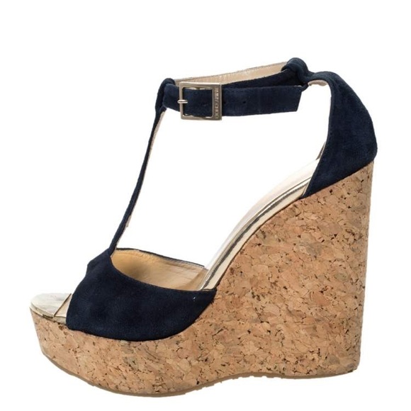 Jimmy Choo patent T strap Wedges Sandals - Picture 2 of 6